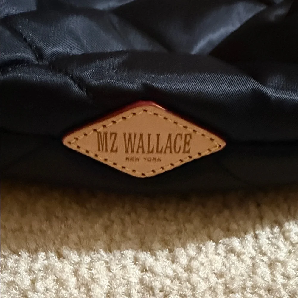 MZ Wallace Quilted Black Nylon Hobo with Silver Chain Accent